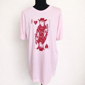 Bella Canvas Queen of Broken Hearts Cowgirl Graphic Tee Pink L NWT